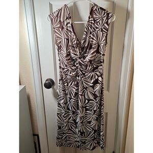 Women's Vintage London Style Size 6 Brown & Cream Dress